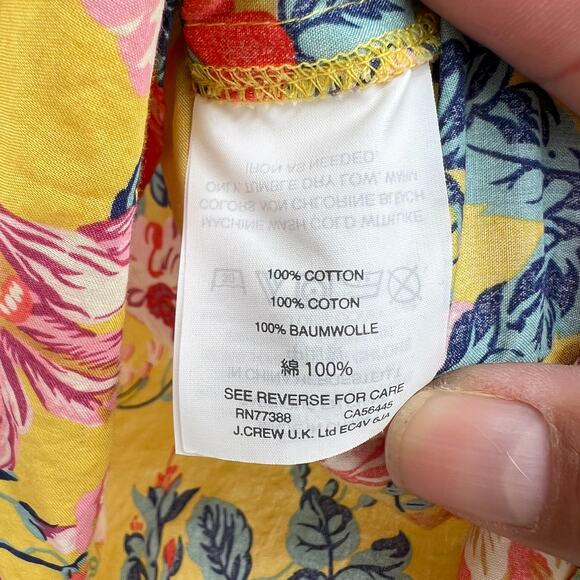 J Crew x Liberty of London Magical Bouquet Poplin Popover Top Yellow Women's 2 - Picture 6 of 7